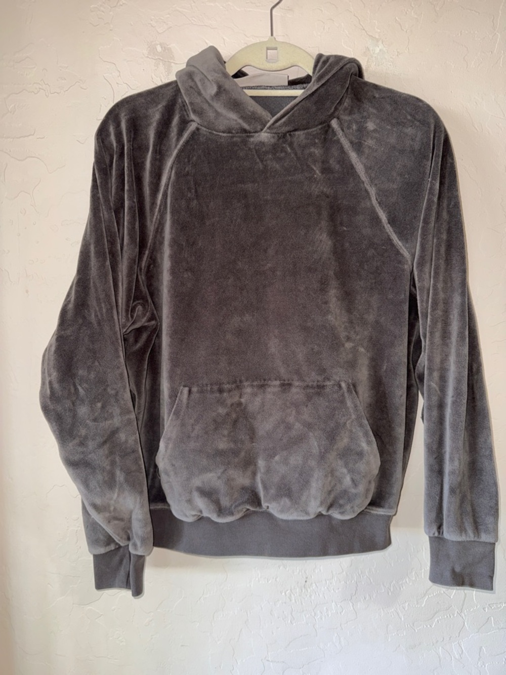 Essentials fear of god womens gray velour hoodie sweatshirt size small
